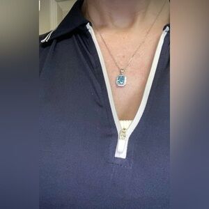 925 Sterling Silver 4 Carats Square Diamond Radiant Cut Birthstone Necklace NWT